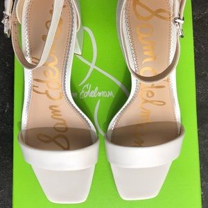 Sam Edelman Daniella Block Heel Sandal Bright White Leather 8.5